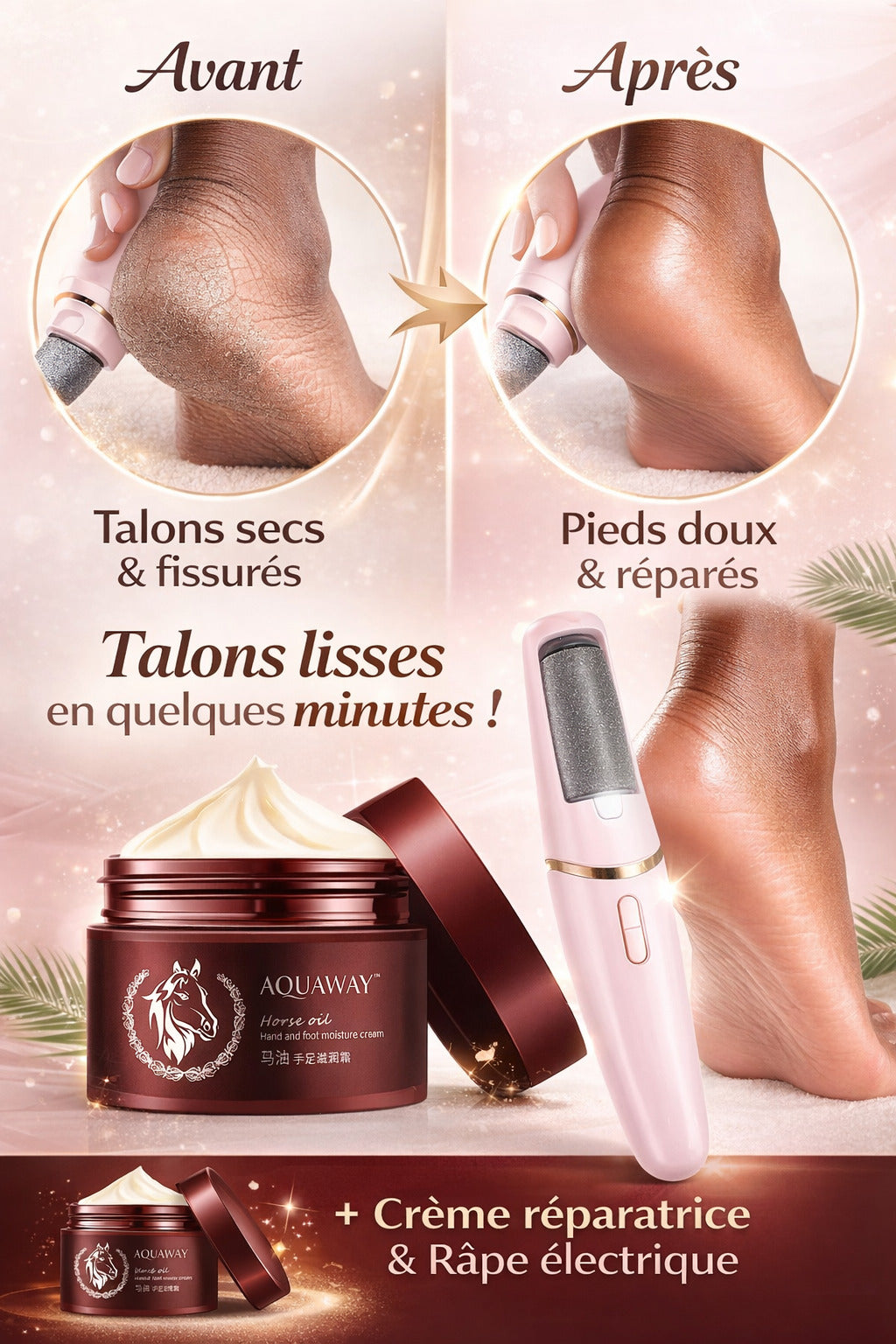 Kit Soin des Pieds 2-en-1 – Élimine Talons Secs et Crevassés (Fissuration)