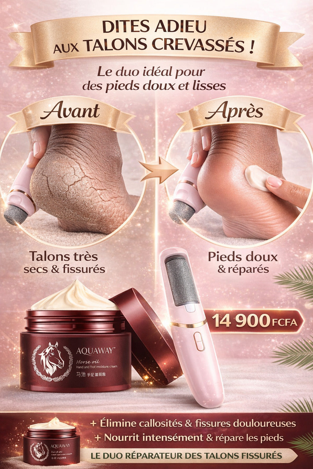 Kit Soin des Pieds 2-en-1 – Élimine Talons Secs et Crevassés (Fissuration)